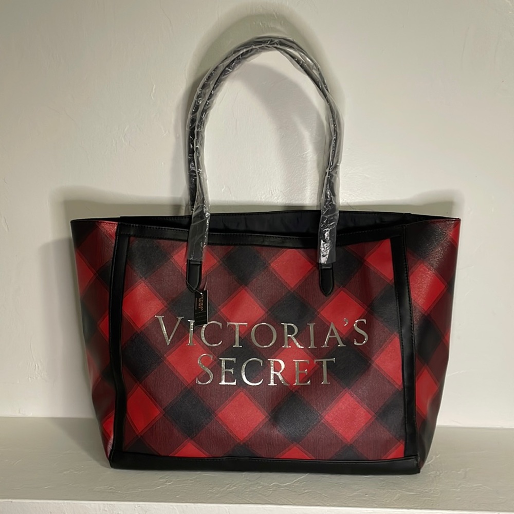 Victoria’s Secret red plaid tote bag NWT